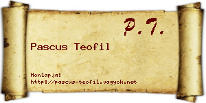Pascus Teofil névjegykártya